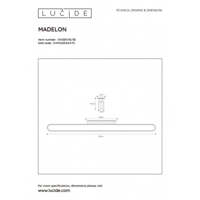 kinkiecik.pl Kinkiet MADELON LED 1x18W 2700K IP44 Black 04209/18/30 Lucide